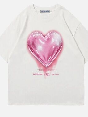 Aelfric Eden White Tee with Pink Heart Graphic